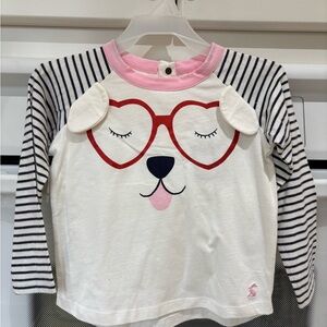 Joules Kids Long Sleeve Shirt with Heart Glasses Design
